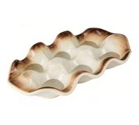 Haofy Bandeja de Cerámica para Servir con 6 Rejillas de 7,17 X 4,33 Pulgadas, Plato con Compartimento Retro para Refrigerios, Frutas, Aperitivos, Plato para Huevos para Fiestas, (Blanco y dorado)