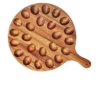 Haofy Bandeja Grande de Madera para Transportar Huevos Rellenos, 24 Capacidades, Plato de Madera para Huevos con Asa, Embutidos, Queso, Aperitivos para Picnic, Comida (42x31x1,5 cm/16,5x12,2x0,6