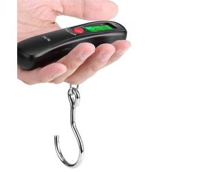 Haofy Báscula de Equipaje con Pantalla LCD Digital Compacta para Viajes con Función de Tara para Equipaje, Pescado, Comida y Joyas Negro 1*