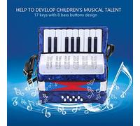 Haofy Bass Piano Accordion para Principiantes: Instrumento Musical Liviano y Duradero con 17 Teclas y 8 Botones de bajo - Ideal para Estudiantes - Material ABS (Azul Oscuro)