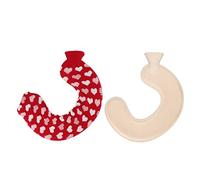 Haofy Bolsa de Agua Caliente en Forma de U de 1 Litro con Funda de Punto Suave para Aliviar el Dolor de Cuello y Hombros, Botella de de Molestias Musculares para Viajes, Noches Frías y Uso en la