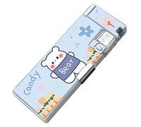 Haofy Bolsa de Lápices Portátil de Gran Capacidad, Diseño de Doble Cara, Se Adapta a 30 Bolígrafos, Cierre Magnético, Patrón de Dibujos Animados para Estudiantes, Uso Escolar y de Oficina (Oso)