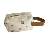 Haofy Bolsa de Maquillaje de Viaje, Diseño de Oso Lindo, Portátil, de Tela de Algodón, Bolsa Organizadora de Cosméticos para Mujer, Gran Capacidad, Fácil de Llevar para Viajar (Oso Estrella)