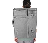Haofy Bolsa de Transporte para Portafolio de Arte, Bolso de Hombro Ajustable de Lona para Artistas y Estudiantes, Bolsa y Mochila para Suministros de Arte A3 de Gran Capacidad (Grey)