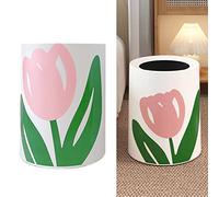 Haofy Bote de Basura Floral de Boca Grande, Diseño Encantador, Fácil de Limpiar para el Hogar, Cocina, Dormitorio, Baño (Tamaño grande redondo)