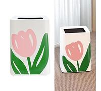 Haofy Bote de Basura Floral de Boca Grande, Diseño Encantador, Fácil de Limpiar para el Hogar, Cocina, Dormitorio, Baño (Tamaño pequeño cuadrado)
