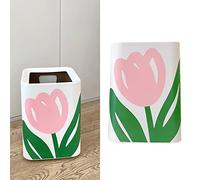 Haofy Bote de Basura Floral de Boca Grande, Diseño Encantador, Fácil de Limpiar para el Hogar, Cocina, Dormitorio, Baño (Cuadrado de gran tamaño)