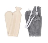 Haofy Botella de Agua Caliente de Goma con Forma de Tira de 72 Cm de Largo con Funda de Felpa Suave para Cuello, Hombros y Espalda, Retención de Calor de 3 Horas para Calentar la Cama y Viajar, 2000