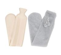 Haofy Botella de Agua Caliente de Goma de 2000 Ml con Funda de Felpa Suave para Calentar la Cama y Aliviar el Dolor - 72 Cm de Gran Capacidad Más de 3 Horas de Retención de Calor para Comodidad de