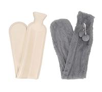 Haofy Botella de Agua Caliente de Goma de 2000 Ml con Funda de Felpa Suave para Calentar la Cama y Aliviar el Dolor - 72 Cm de Gran Capacidad Más de 3 Horas de Retención de Calor para Comodidad de