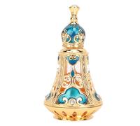Haofy Botella de Perfume Vintage, Botella de Perfume Recargable, Estilo de Zinc de Estilo Vintage Medio Oriente Hollow Out Líquido Sellado con Cuerpo Púrpura para Decoración del Hogar y (azul dorado)