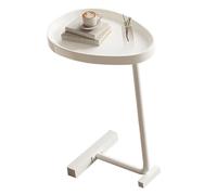 Haofy C -Val Ego Forma Mesa de café Pequeña para la Sala de Estar, una Mini Mesa Auxiliar Que Se Mueve Debajo del sofá o la Cama, un Marco de Metal Firme Frente Al Apartamento (White)