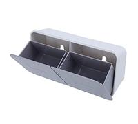 Haofy Caja de Maquillaje, Organizador de Cosméticos Transparente Montado en la Pared con Soporte de Almohadilla de Algodón Lavable Extraíble para Almacenamiento en el Baño (Blanco Gris)