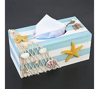 Haofy Caja de Pañuelos Decorativa de Madera, Elegante Soporte de Almacenamiento de Papel para Decoración del Hogar y Restaurante, Perfecto para los Amantes de la Playa (Estrella de mar)