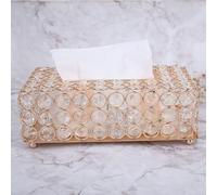 Haofy Caja de Pañuelos, Elegante Cristal Artificial y Soporte para Pañuelos de Acero Inoxidable con Hermoso Diseño para Decoración de Oficina en el Hogar y Fácil Acceso (GOLD)