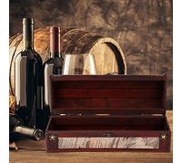 Haofy Caja de Regalo de Vino de Madera Vintage de Alta Gama con Tapa Abatible, Superficie Lisa para Regalo de Cumpleaños para Entusiastas del Vino, Color Natural