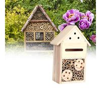 Haofy Caja Nido para Insectos, Sala de Insectos de Madera Duradera para Jardín, Atracción Decorativa Al Aire Libre, Adecuada para Observación de Niños, Madera de Nogal Natural (Modelo B)