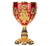Haofy Cáliz Dorado de Aleación de Zinc de 4 Pulgadas, Copa de Flores en Relieve Retro para Fiesta, Banquete, Barra, Copa de Vino de Metal Pequeña de 4,1 X 2,5 Pulgadas para (oro rojo)
