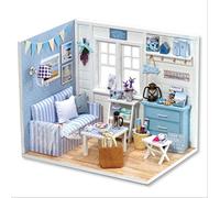 Haofy Casa de Muñecas de Bricolaje, Juguete de Madera en Miniatura, Mejora Las Habilidades Prácticas de los Niños, Ideal para la Interacción Familiar y la Decoración del Hogar (Sol Fresco)