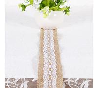 Haofy Cinta de Arpillera, Yute Natural con Encaje Blanco, Ribete Rústico para Fiesta de Boda, Despedida de Soltera, Artesanía de Bricolaje, 2 M de Longitud (5)