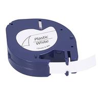 Haofy Cinta de Etiquetas Duradera de 12 Mm X 4 Metros para Máquina Cinta Fácil de Rasgar Diseño 3 en 1 Uso en Interiores de Supermercados (Texto negro de 12 mm sobre fondo blanco 91201)