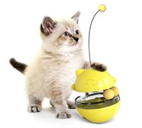 Haofy Comedero Interactivo para Gatos con Palo de Burla, Juguete de Ventana Transparente para Gatos de Interior, Diversión de Alimentación Lenta y Enriquecimiento del Ejercicio (Yellow)