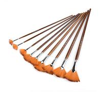 Haofy Cómodo, 9 Uds., Pelo de Nailon Marrón, Tubo de Aleación de Aluminio, Pinceles de Dibujo en Forma de Ventilador para Pintura de Madera y Acuarela