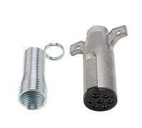 Haofy Conector de Remolque Redondo de 7 Vías Conector de Cableado de Resorte Extendido de 8 Pulgadas Aluminio Inoxidable para Controlador de Freno de Remolque Camión Todoterreno