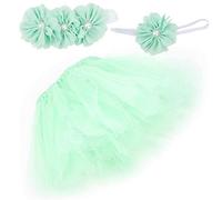 Haofy Conjunto de Accesorios de Fotografía para Recién Nacidos con Falda de Encaje, Diadema de Flores, Cofre Envuelto, Tul Suave para Sesiones de Fotos de Niñas, Ocasiones Especiales (Cien dias)