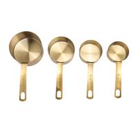 Haofy Conjunto de Medición Apilable, Juego de Tazas de Medición de Acero Inoxidable, Apariencia Dorada, Cuatro Especificaciones, Evitan el Calor y las Sucias, el Diseño del Agujero