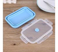 Haofy Contenedor Plegable de Silicona para Alimentos, Lonchera Portátil de 800 Ml con Tapa con Cierre de Clip y Ventilación de Aire, Plegable, Apilable, Apto para Microondas y Lavavajillas para