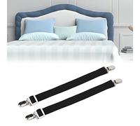Haofy Correas de Soporte de Lámina de Nylon Ajustable, Clips de Colchones Antideslizantes, Sujetadores Elásticos, 2 Piezas en Negro, para una Fijación Conveniente (Black)