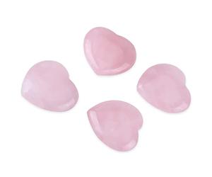 Haofy Cristales de Corazón de Cuarzo Rosa, Mini Piedras de Bolsillo Pulidas para Meditación, Juego de 4 Piedras Preciosas Curativas para Mujeres