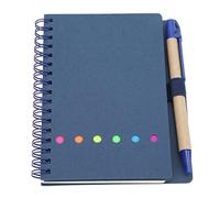Haofy Cuaderno Reutilizable con Doble Bobina y Bolígrafo - Solución Elegante para Tomar Notas para la Oficina y la Escuela - 5 X 6 Pulgadas (BLUE)