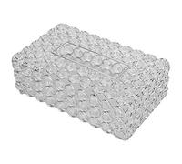 Haofy Cubierta para Caja de Pañuelos de Cristal con Base de Acero Inoxidable, 7,9 X 4,9 X 2,8 Pulgadas, Accesorio Decorativo para Baño y Oficina (SILVER)