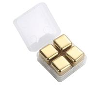 Haofy Cubitos de Hielo de Metal de Enfriamiento Rápido de Acero Inoxidable para Bebidas, Juego de Piedra para Whisky con Pinzas para Hielo para Fiestas en Casa y Bar (GOLD)