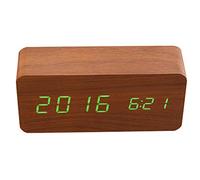 Haofy Despertador Digital, Reloj Despertador de Madera Electrónico con 3 Niveles Brillo y LED de Pantalla para Dormitorio (Marrón)