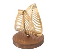 Haofy Diseño de Hojas de Soporte de Servilleta Disparo de Mesa de Hierro Forjado con Base de Madera para la Cafetería Cafetera