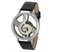 Haofy Diseño de Notas de Música de las Armas Huecas Redondas para Parejas, Observación de Pulsera de 2coloros de Analogía para Unisex para Unisex (BLACK)