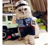 Haofy Disfraz de Policía para Mascotas Poliéster Gato Guitarrista Jugador Ropa de Cosplay S a XL Costura Overlock Fácil de Poner para Perros Gatos Halloween Fiesta de Navidad Vestir (M)