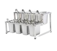 Haofy Dispensador Telescópico de Condimentos de Acero Inoxidable de Longitud Ajustable de 13,8 a 23,6 Pulgadas con Estante para Mermelada de Doble Capa para Tienda de té con Leche, Estación de café,