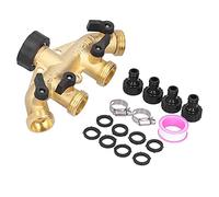 Haofy Divisor de Manguera de Agua Duradero G3/4 de 4 Vías para Grifo de Jardín, Adaptador de Manguera de Jardín de Salidas para Control de Riego, Hecho de Latón, para Macizos de Flores y Césped