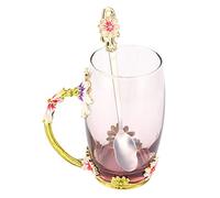 Haofy Elegante Juego de Tazas de té con Flores Vivas, Material de Vidrio No Tóxico, Adecuado para café y Bebidas, Regalos Festivos de Navidad (Crisantemo Verde 350ML)