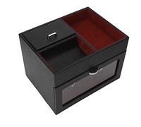 Haofy Enrollador de Reloj 2, Enrollador de Reloj Automático Vertical de Doble Cabezal Caja de Microfibra Altura de Cuero Ajustable para Relojes Automáticos (Enchufe de la UE Wine Red)