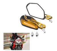 Haofy Espejos Retrovisores Brazo de Aleación de Aluminio de 8 Mm y 10 Mm con Vidrio Ultra Transparente para una Visión Amplia Diseño Totalmente Ajustable para Cruiser Scooter Cafe Racer, (YELLOW)