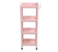 Haofy Estante de Almacenamiento para Baño, Estante Esquinero Independiente y Duradero Multicapa para Cocina, Sala de Estar, Oficina, Plástico Rosa (4 Capas (con Ruedas))