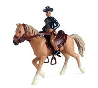Haofy Estatuilla de Equitación de Vaquero de Alta Simulación, Juntas Móviles, Material Plástico Seguro para Exhibición de Estantería (Caballo Amarillo)
