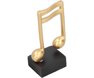 Haofy Estatuilla de Nota Musical, Estatua de Escritorio de Resina Dorada Retro Esmerilada con Base Negra, Artesanía Exquisita para Decoración de Tienda de Piano