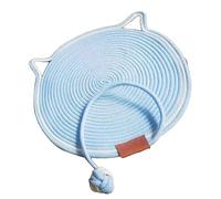 Haofy Estera para Gatos de Hilo de Algodón, Almohadilla Rascadora para Gatos Tejida a Mano y Estera para Dormir, Diseño de Dibujos Animados, Carbón (Cielo Azul)