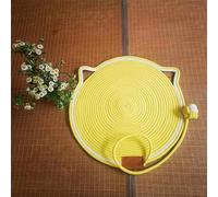 Haofy Estera para Gatos de Hilo de Algodón, Almohadilla Rascadora para Gatos Tejida a Mano y Estera para Dormir, Diseño de Dibujos Animados, Carbón (Yellow)